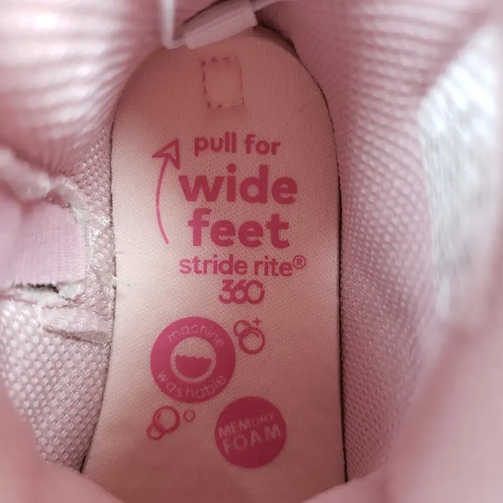 Stride Rite 360 Baby Girl Sz 5M Champagne Shimmering Rainbow Glitter Heart Boots